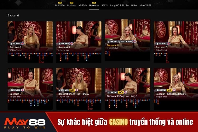 Điểm khác biệt giữa casino truyền thống và online